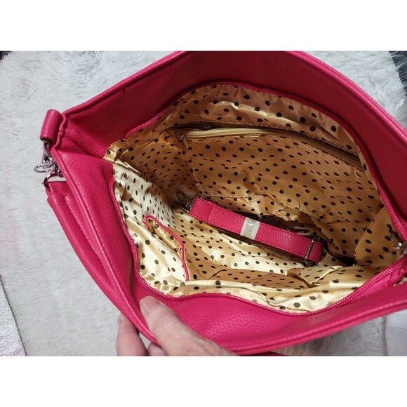 Fuchsia Boho Flower Sunburst Rhinestone Hobo Handbag & Matching Wallet Set - Picture 7 of 11